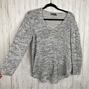 Wooden Ships Gray White Open Weave Sweater S/M